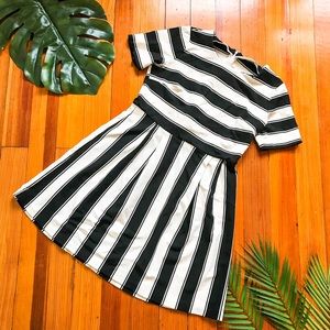 Petite Loft black and white striped dress
